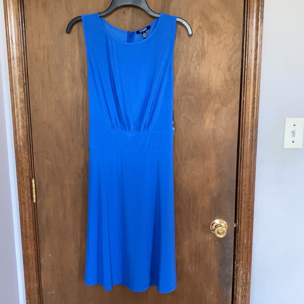 Chaps sleeveless fit and flare dress ties in back size L - Picture 13 of 17